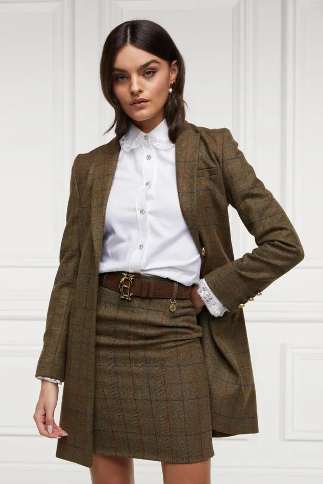 Women In Stock Tailoring Holland Cooper Regency Skirt Glen Green