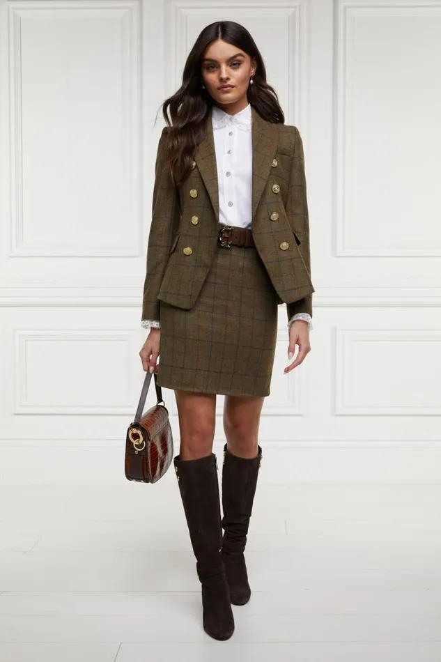 Women In Stock Tailoring Holland Cooper Regency Skirt Glen Green