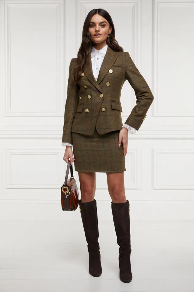 Women In Stock Tailoring Holland Cooper Regency Skirt Glen Green