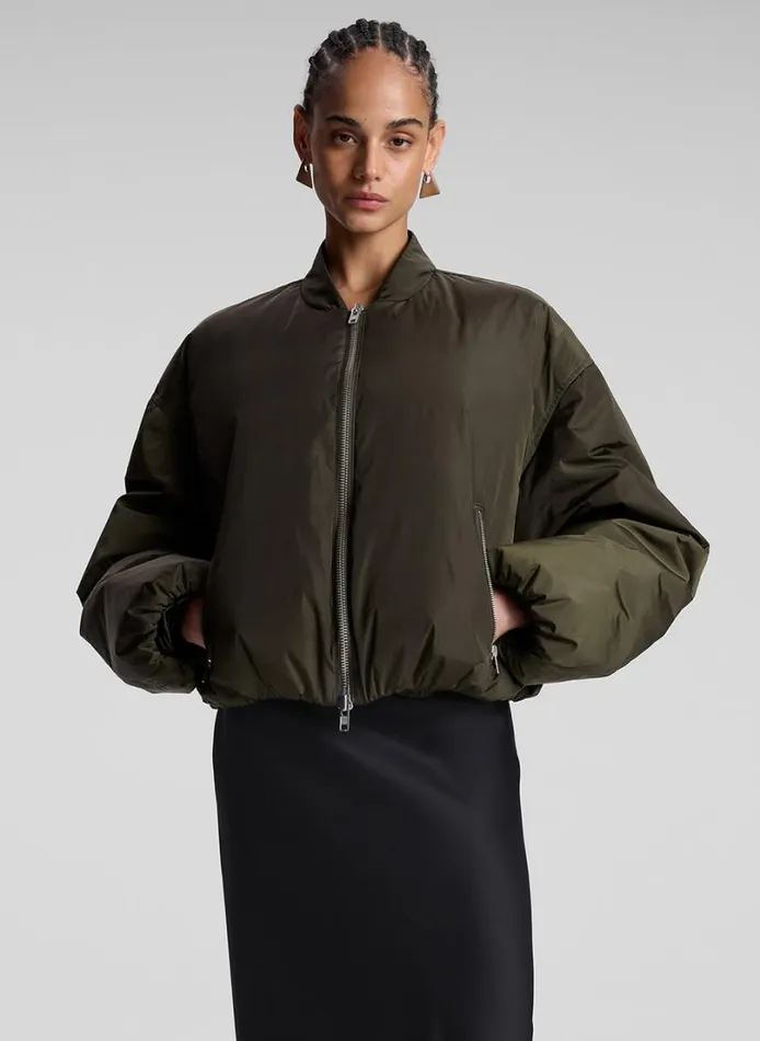 Women Jackets and Coats ALC Zane Nylon Bomber Jacket Deep Olive
