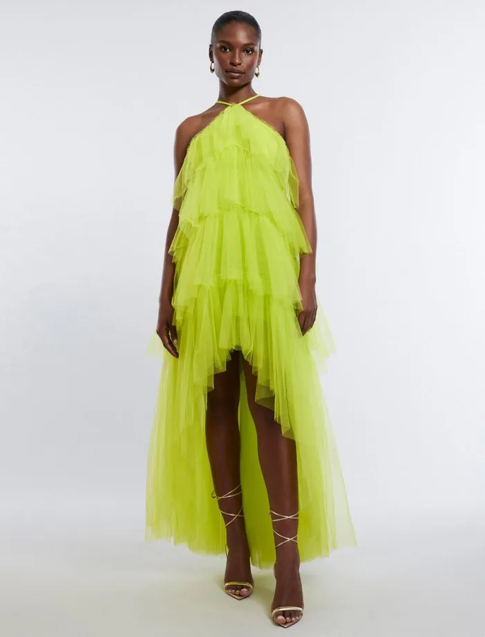 Women Jayden Tiered Tulle Halter Gown Evening Primrose BCBG Dresses Women Jayden Tiered Tulle Halter Gown Evening Primrose BCBG Dresses