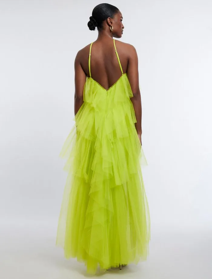 Women Jayden Tiered Tulle Halter Gown Evening Primrose BCBG Dresses Women Jayden Tiered Tulle Halter Gown Evening Primrose BCBG Dresses