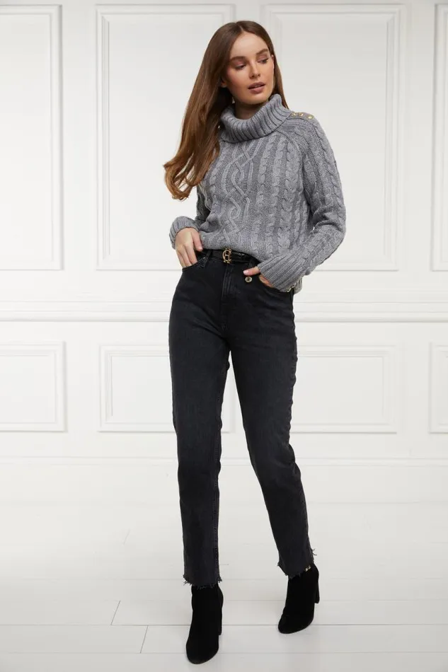 Women Jeans Holland Cooper High Rise Slim Jean Washed Black Women Jeans Holland Cooper High Rise Slim Jean Washed Black