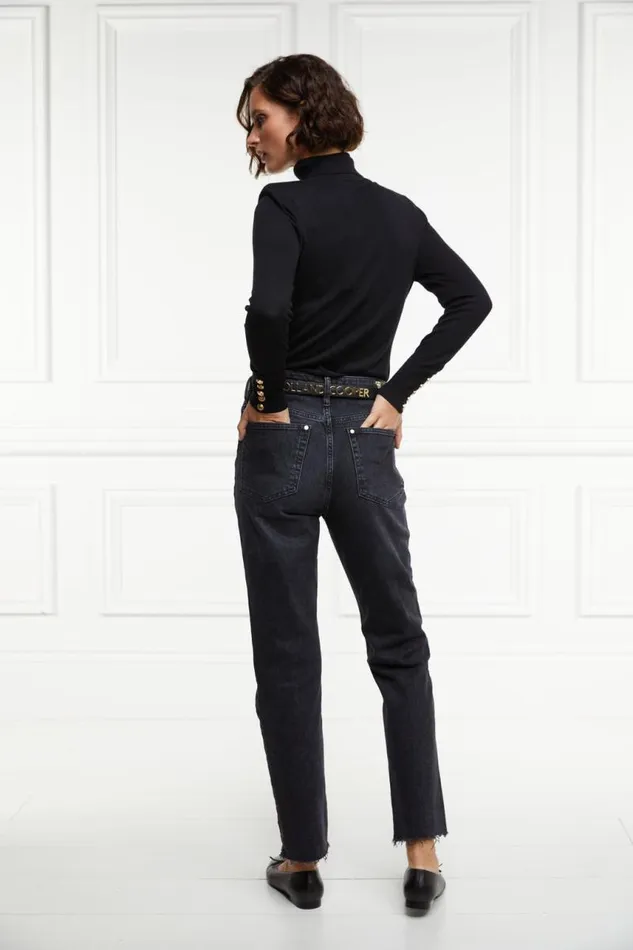 Women Jeans Holland Cooper High Rise Slim Jean Washed Black Women Jeans Holland Cooper High Rise Slim Jean Washed Black