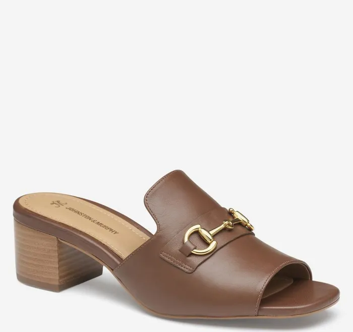 Women Johnston and Murphy Heels and Platform Wedges Edith Bit Slide Cognac Glove Leather Women Johnston and Murphy Heels and Platform Wedges Edith Bit Slide Cognac Glove Leather