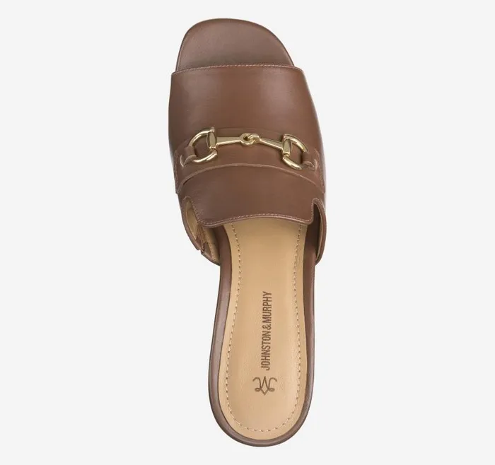Women Johnston and Murphy Heels and Platform Wedges Edith Bit Slide Cognac Glove Leather Women Johnston and Murphy Heels and Platform Wedges Edith Bit Slide Cognac Glove Leather