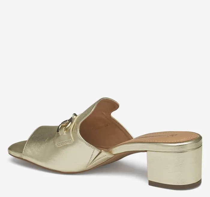 Women Johnston and Murphy Heels and Platform Wedges Edith Bit Slide Gold Metallic Sheepskin Women Johnston and Murphy Heels and Platform Wedges Edith Bit Slide Gold Metallic Sheepskin