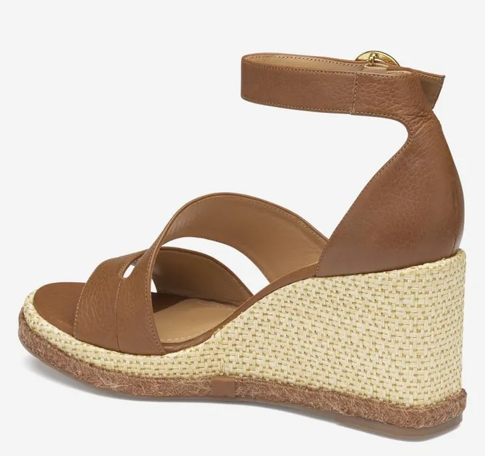 Women Johnston and Murphy Heels and Platform Wedges Marcia Asymmetrical Sandal Cognac Calfskin Women Johnston and Murphy Heels and Platform Wedges Marcia Asymmetrical Sandal Cognac Calfskin