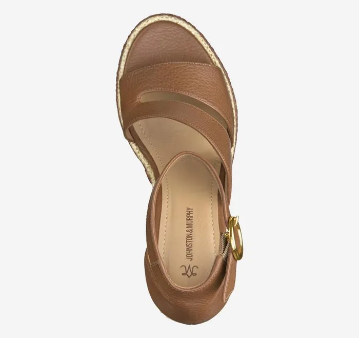 Women Johnston and Murphy Heels and Platform Wedges Marcia Asymmetrical Sandal Cognac Calfskin Women Johnston and Murphy Heels and Platform Wedges Marcia Asymmetrical Sandal Cognac Calfskin