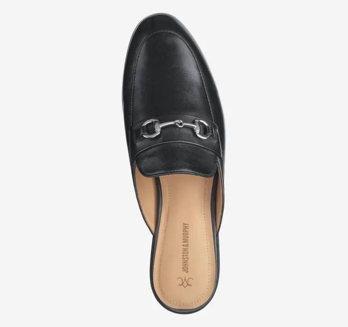 Women Johnston and Murphy Mules and Loafers Ali Bit Mule Black Glove Leather Women Johnston and Murphy Mules and Loafers Ali Bit Mule Black Glove Leather