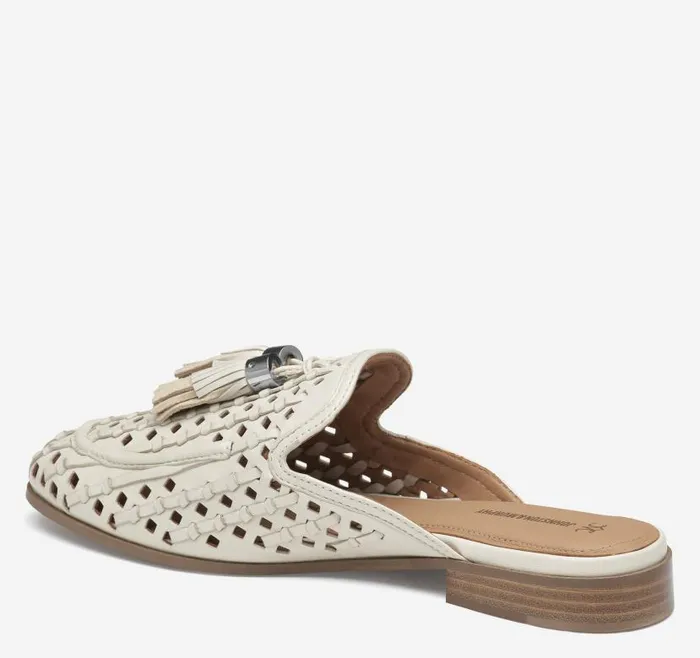 Women Johnston and Murphy Mules and Loafers Ali Woven Tassel Mule Bone Glove Leather Women Johnston and Murphy Mules and Loafers Ali Woven Tassel Mule Bone Glove Leather