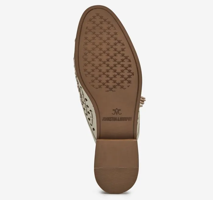 Women Johnston and Murphy Mules and Loafers Ali Woven Tassel Mule Bone Glove Leather Women Johnston and Murphy Mules and Loafers Ali Woven Tassel Mule Bone Glove Leather