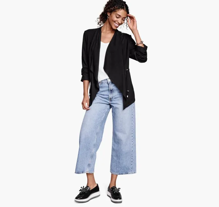 Women Johnston and Murphy Shirts Sweaters and Blazers Draped OpenFront Blazer Black Women Johnston and Murphy Shirts Sweaters and Blazers Draped OpenFront Blazer Black