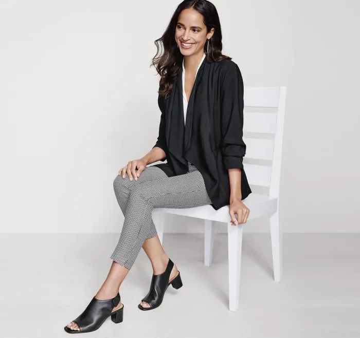 Women Johnston and Murphy Shirts Sweaters and Blazers Draped OpenFront Blazer Black Women Johnston and Murphy Shirts Sweaters and Blazers Draped OpenFront Blazer Black