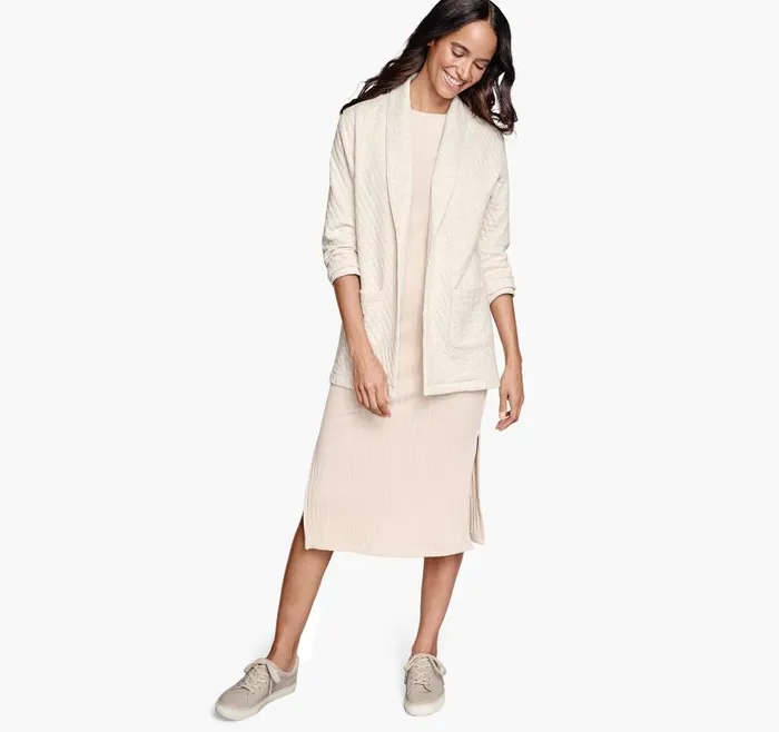 Women Johnston and Murphy Shirts Sweaters and Blazers Quilted ShawlCollar Cardigan Cream Women Johnston and Murphy Shirts Sweaters and Blazers Quilted ShawlCollar Cardigan Cream
