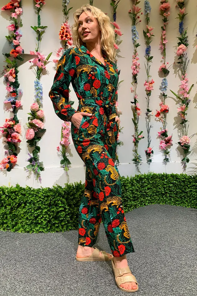Women Jumpsuits America and Beyond Jaguar Dreams Animal Print Full Sleeves Jumpsuit Women Jumpsuits America and Beyond Jaguar Dreams Animal Print Full Sleeves Jumpsuit