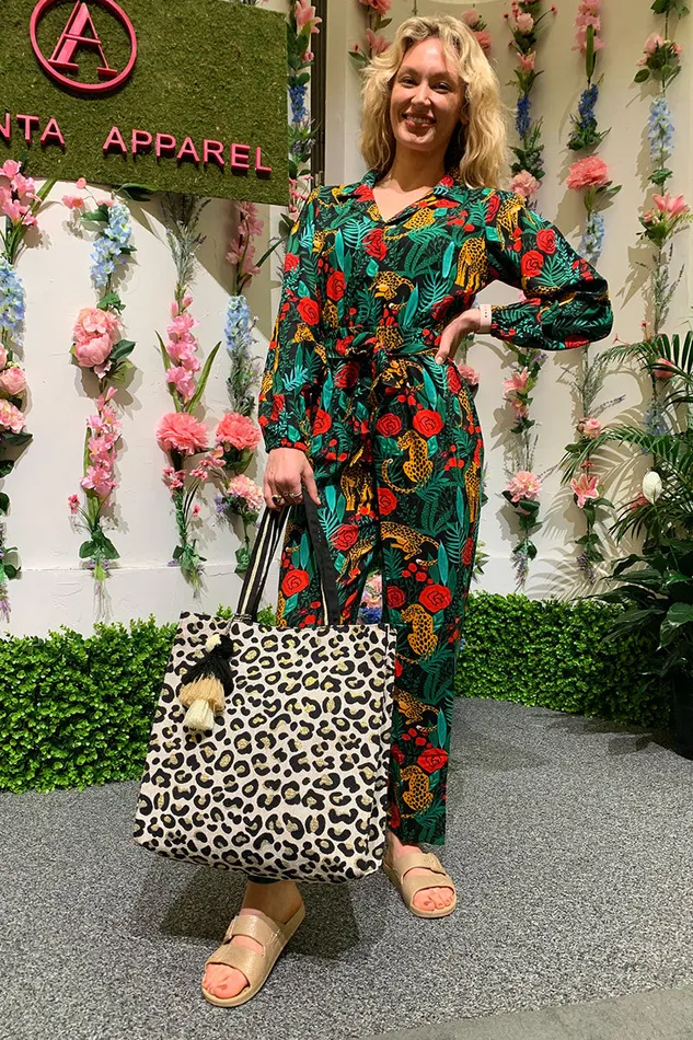 Women Jumpsuits America and Beyond Jaguar Dreams Animal Print Full Sleeves Jumpsuit