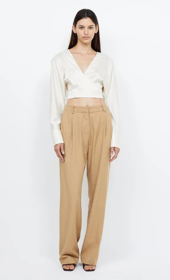 Women KAIA WRAP LONG SLEEVE BLOUSE 8211 IVORY Bec Bridge Cropped