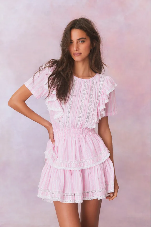 WomenKids LoveShackFancy Dresses Natasha Stripe Cotton Mini Dress Captiva Pink WomenKids LoveShackFancy Dresses Natasha Stripe Cotton Mini Dress Captiva Pink