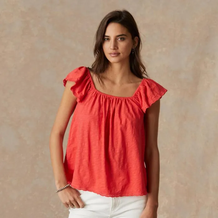 Women Kira Ruffle Top Black Sundance Catalog Tops