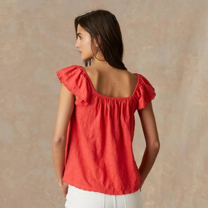 Women Kira Ruffle Top Black Sundance Catalog Tops