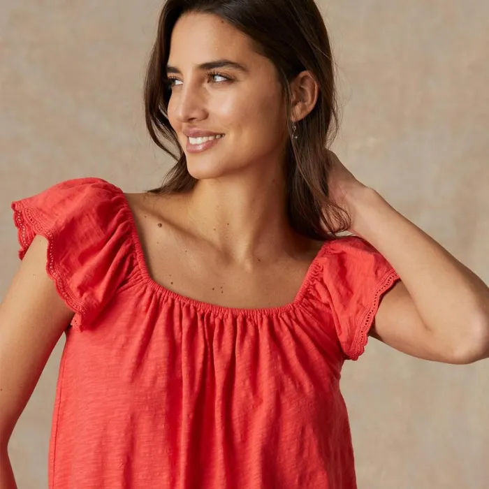 Women Kira Ruffle Top Black Sundance Catalog Tops