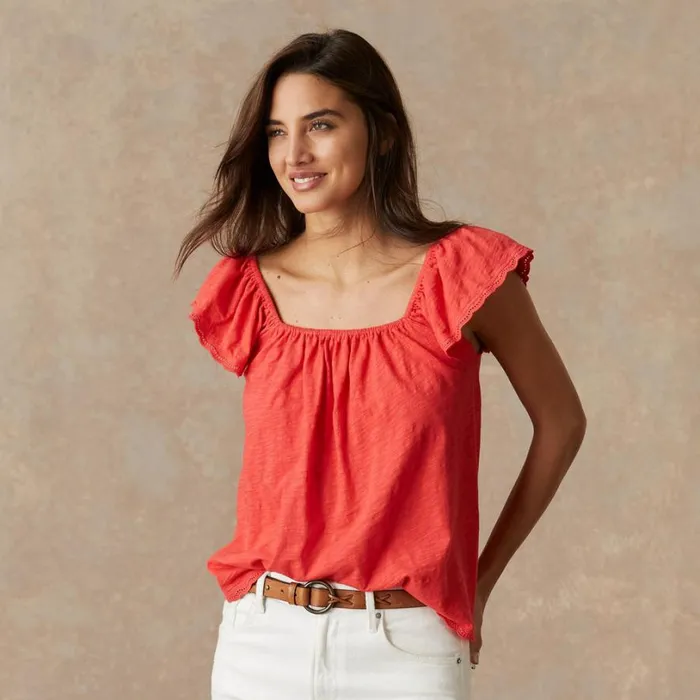 Women Kira Ruffle Top Black Sundance Catalog Tops