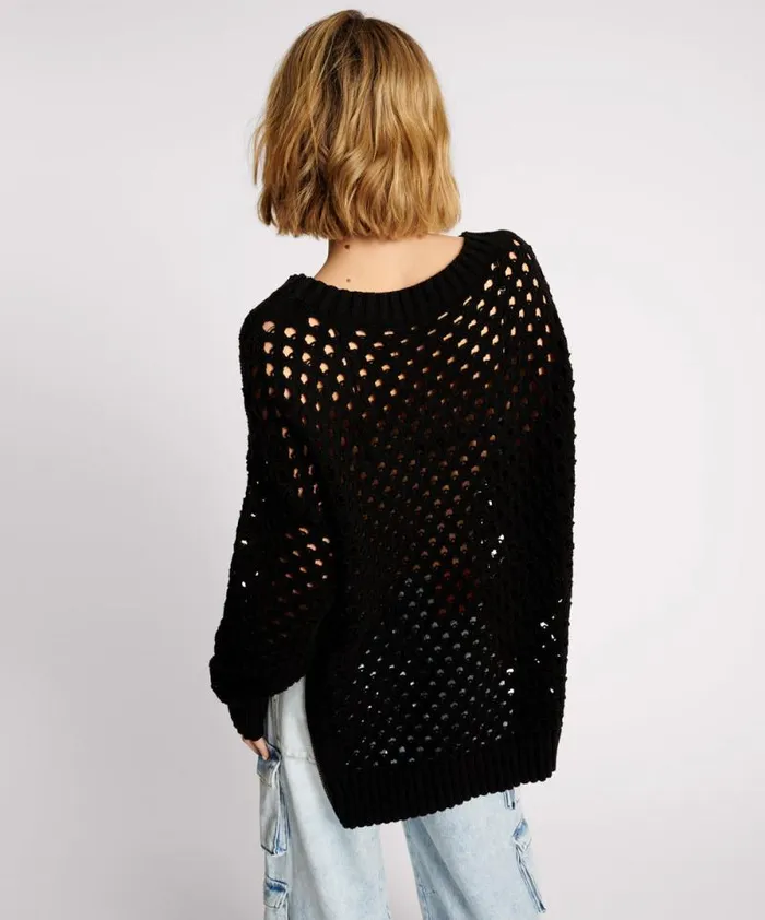 Women KNITTED FISHNET ZIP SIDE SWEATER One Teaspoon Knitwear Women KNITTED FISHNET ZIP SIDE SWEATER One Teaspoon Knitwear