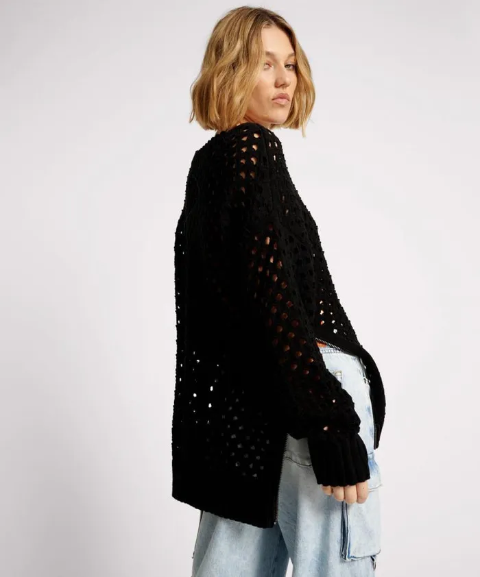 Women KNITTED FISHNET ZIP SIDE SWEATER One Teaspoon Knitwear Women KNITTED FISHNET ZIP SIDE SWEATER One Teaspoon Knitwear