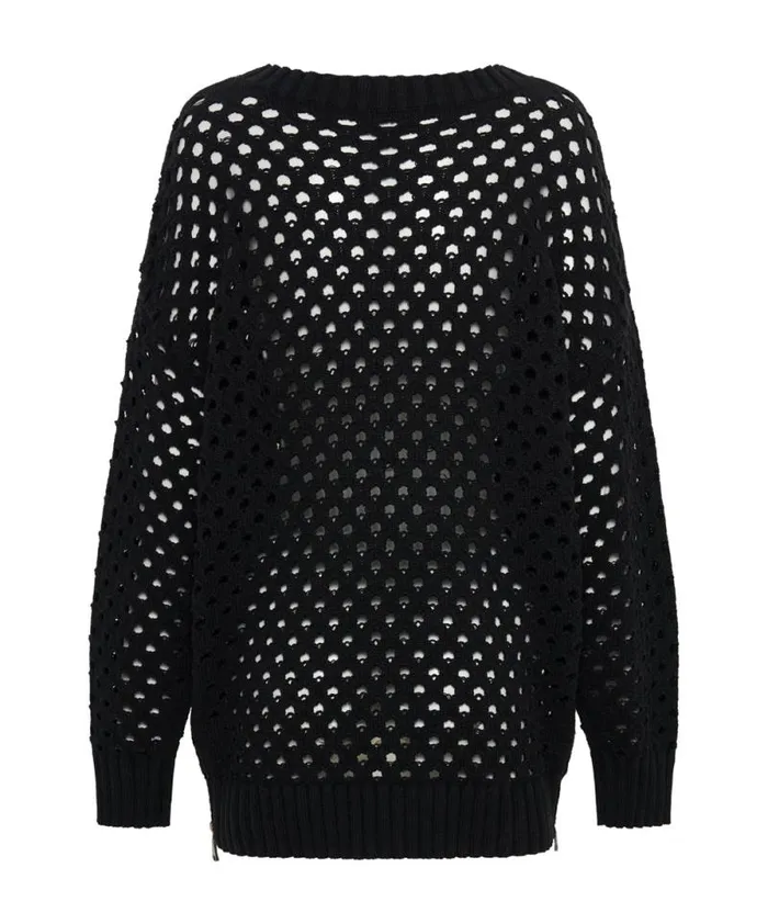 Women KNITTED FISHNET ZIP SIDE SWEATER One Teaspoon Knitwear Women KNITTED FISHNET ZIP SIDE SWEATER One Teaspoon Knitwear