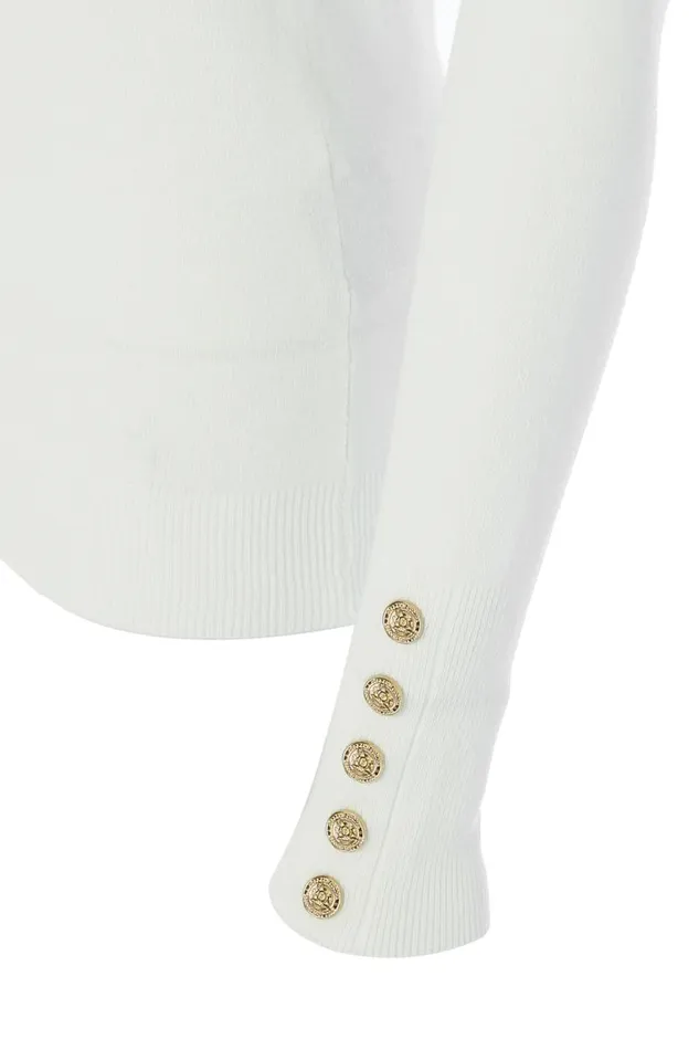 Women Knitwear Holland Cooper Buttoned Knit Crew Neck Cream Women Knitwear Holland Cooper Buttoned Knit Crew Neck Cream