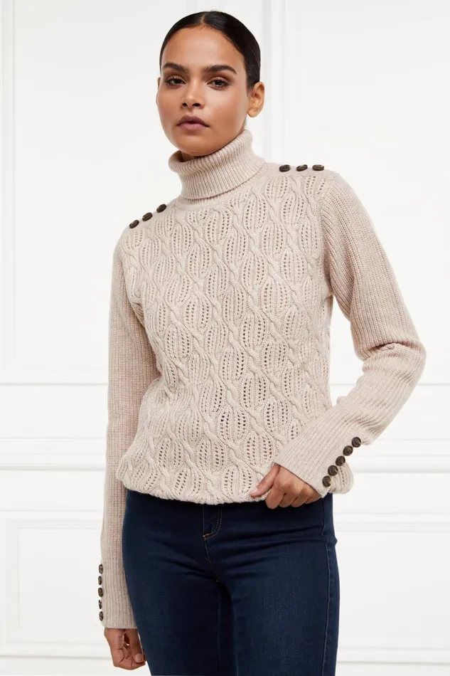 Women Knitwear Holland Cooper Cotswold Roll Neck Knit Oatmeal