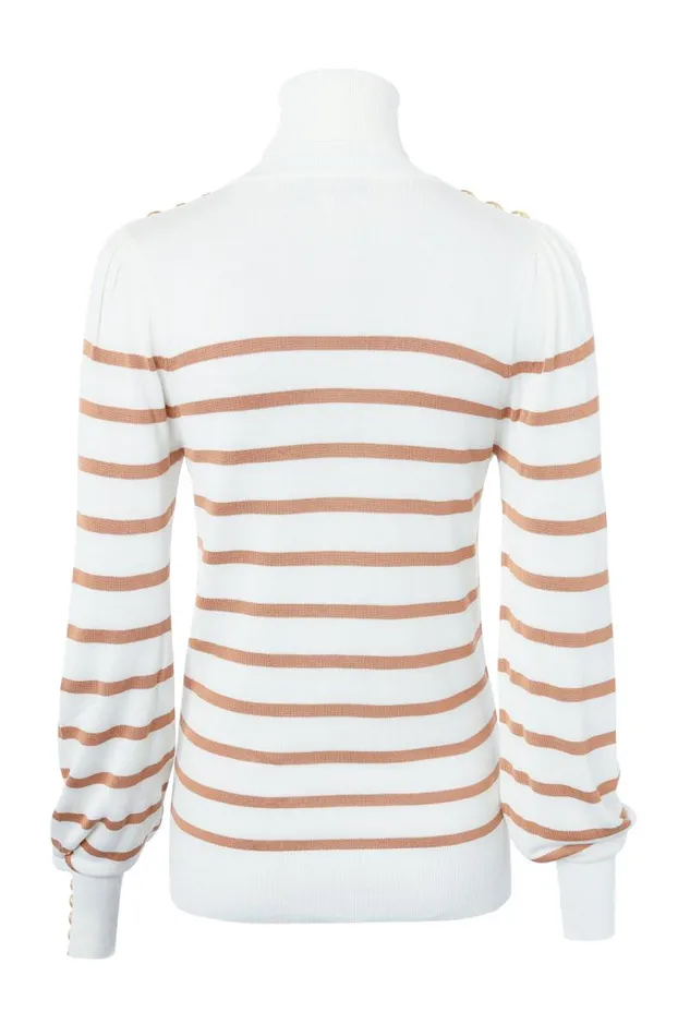 Women Knitwear Holland Cooper Kelsie Roll Neck Knit Natural Camel Stripe Women Knitwear Holland Cooper Kelsie Roll Neck Knit Natural Camel Stripe
