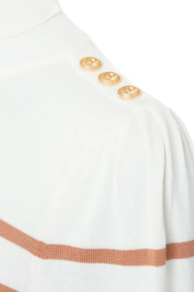 Women Knitwear Holland Cooper Kelsie Roll Neck Knit Natural Camel Stripe Women Knitwear Holland Cooper Kelsie Roll Neck Knit Natural Camel Stripe