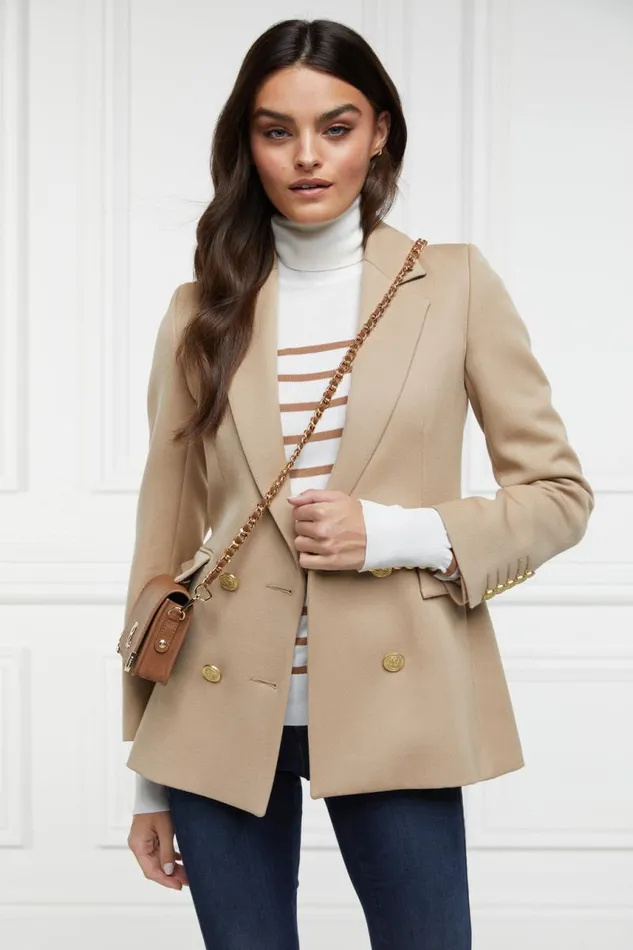 Women Knitwear Holland Cooper Kelsie Roll Neck Knit Natural Camel Stripe Women Knitwear Holland Cooper Kelsie Roll Neck Knit Natural Camel Stripe