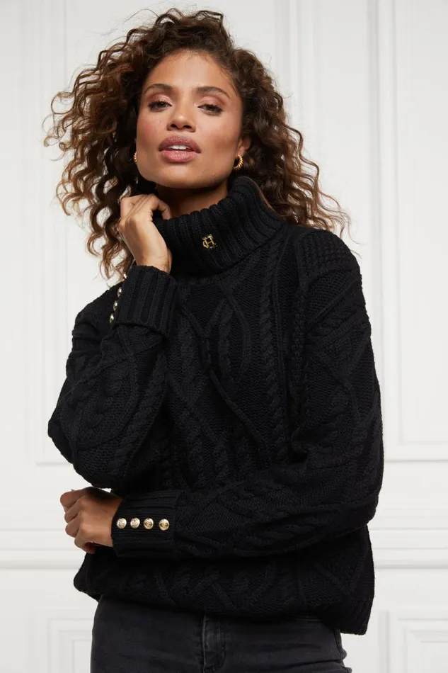 Women Knitwear Holland Cooper Noveli Cable Knit Black