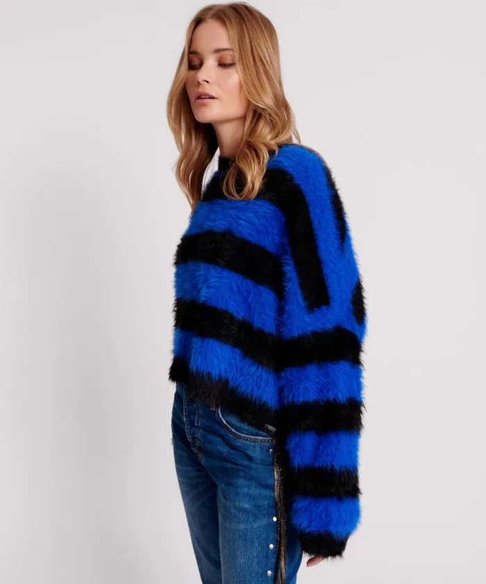 Women KRUGER STRIPE FLUFFY CROP KNIT SWEATER One Teaspoon Knitwear Women KRUGER STRIPE FLUFFY CROP KNIT SWEATER One Teaspoon Knitwear