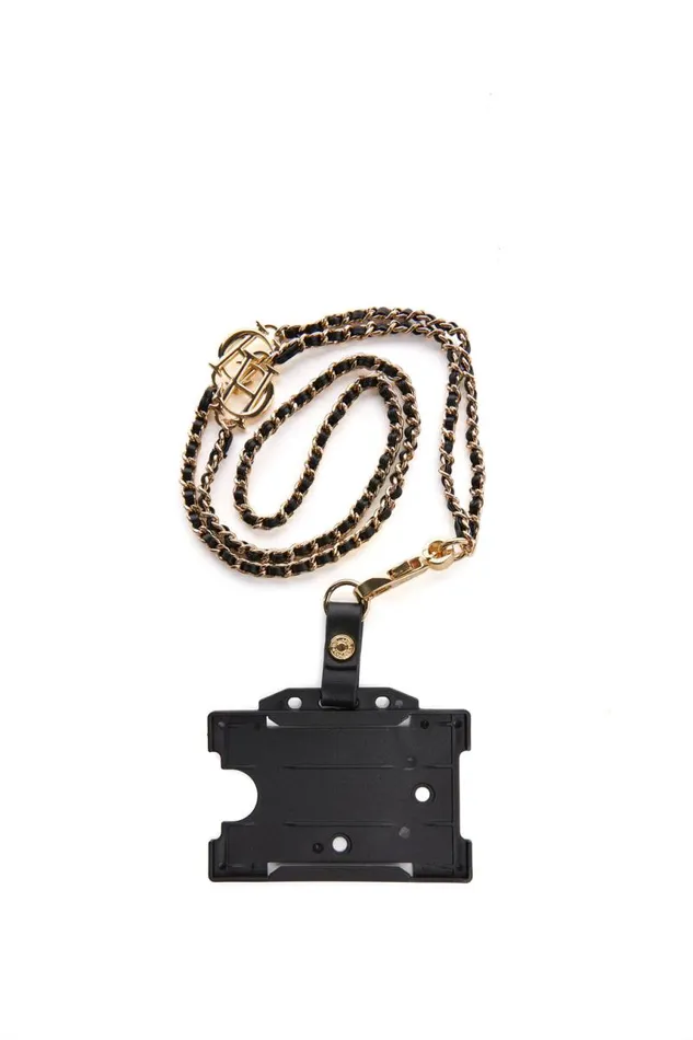 Women Lanyards Holland Cooper Monogram Lanyard Black Gold Women Lanyards Holland Cooper Monogram Lanyard Black Gold
