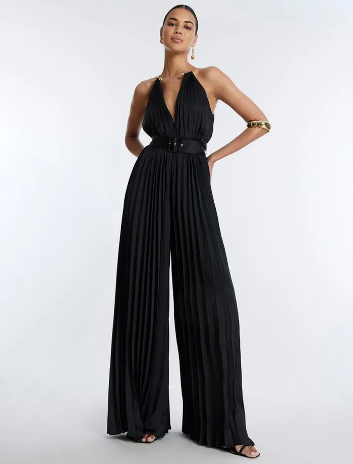 Women Libby Wide Leg Belted Jumpsuit Black BCBG Dresses Women Libby Wide Leg Belted Jumpsuit Black BCBG Dresses