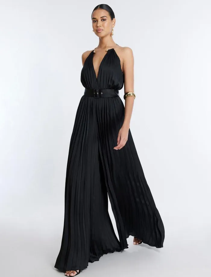 Women Libby Wide Leg Belted Jumpsuit Black BCBG Dresses Women Libby Wide Leg Belted Jumpsuit Black BCBG Dresses