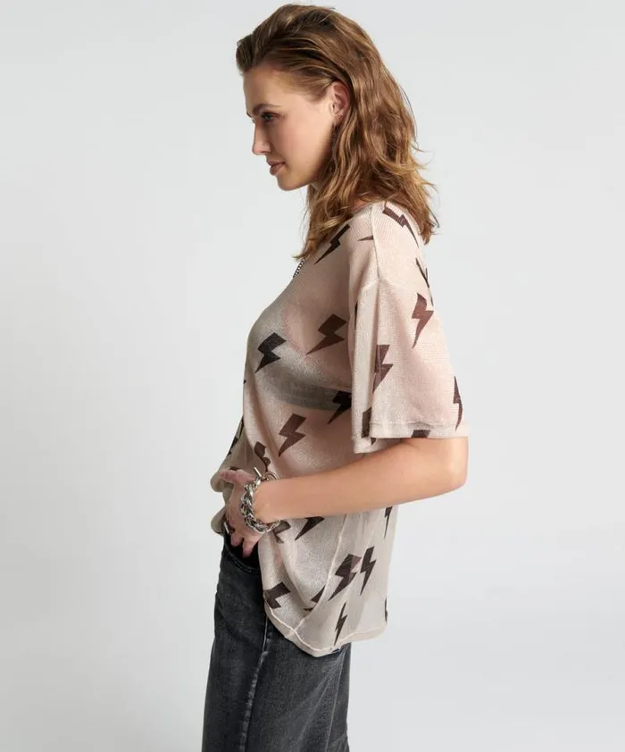 Women LIGHTNING STRIKES MESH TEE SHIRT One Teaspoon Tees and Tanks Women LIGHTNING STRIKES MESH TEE SHIRT One Teaspoon Tees and Tanks