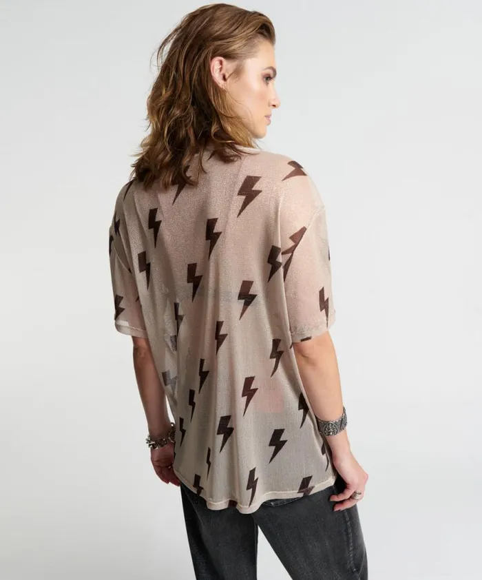 Women LIGHTNING STRIKES MESH TEE SHIRT One Teaspoon Tees and Tanks Women LIGHTNING STRIKES MESH TEE SHIRT One Teaspoon Tees and Tanks