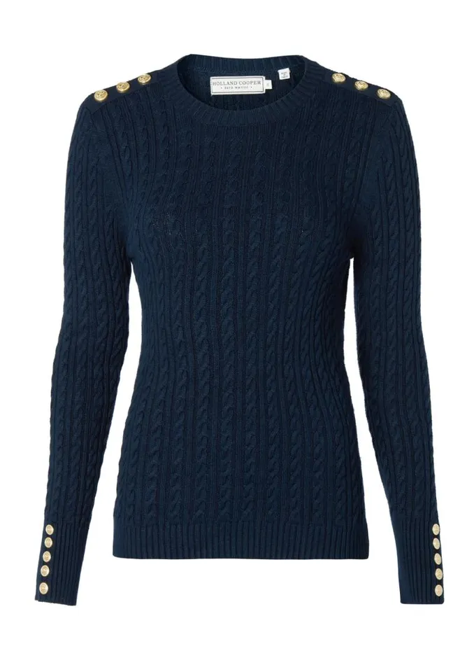 WomenLittle Knitwear Holland Cooper Seattle Cable Crew Knit Ink Navy WomenLittle Knitwear Holland Cooper Seattle Cable Crew Knit Ink Navy