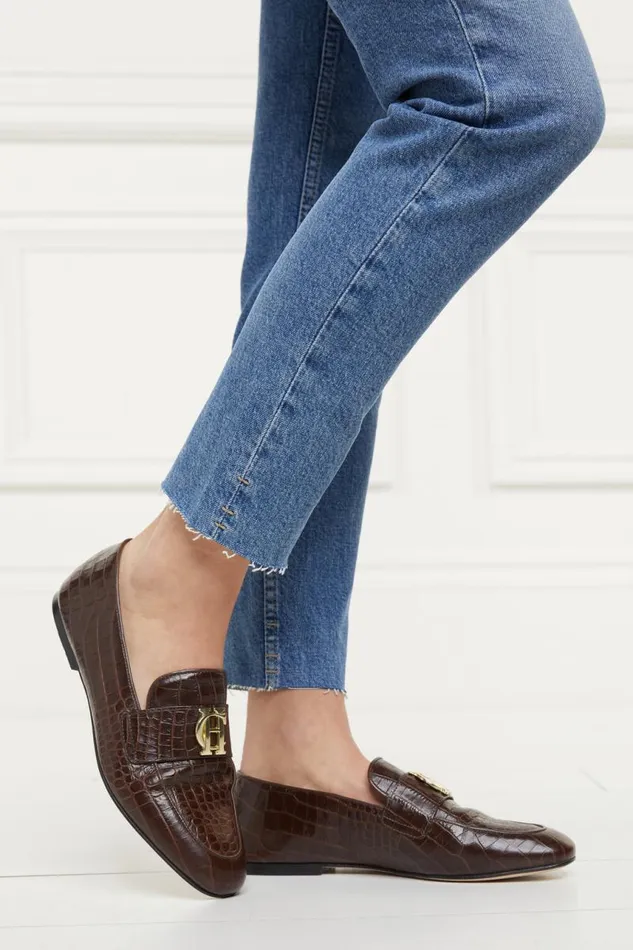 Women Loafers Holland Cooper Harvard Loafer Chocolate Croc Women Loafers Holland Cooper Harvard Loafer Chocolate Croc