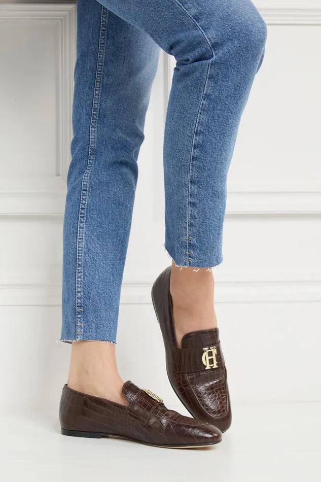 Women Loafers Holland Cooper Harvard Loafer Chocolate Croc Women Loafers Holland Cooper Harvard Loafer Chocolate Croc