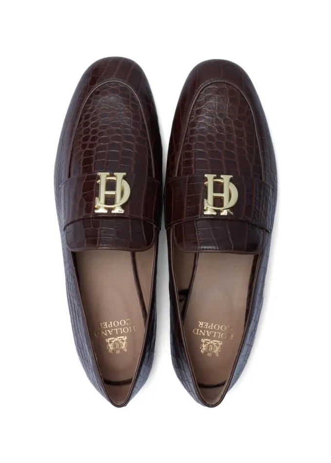 Women Loafers Holland Cooper Harvard Loafer Chocolate Croc Women Loafers Holland Cooper Harvard Loafer Chocolate Croc