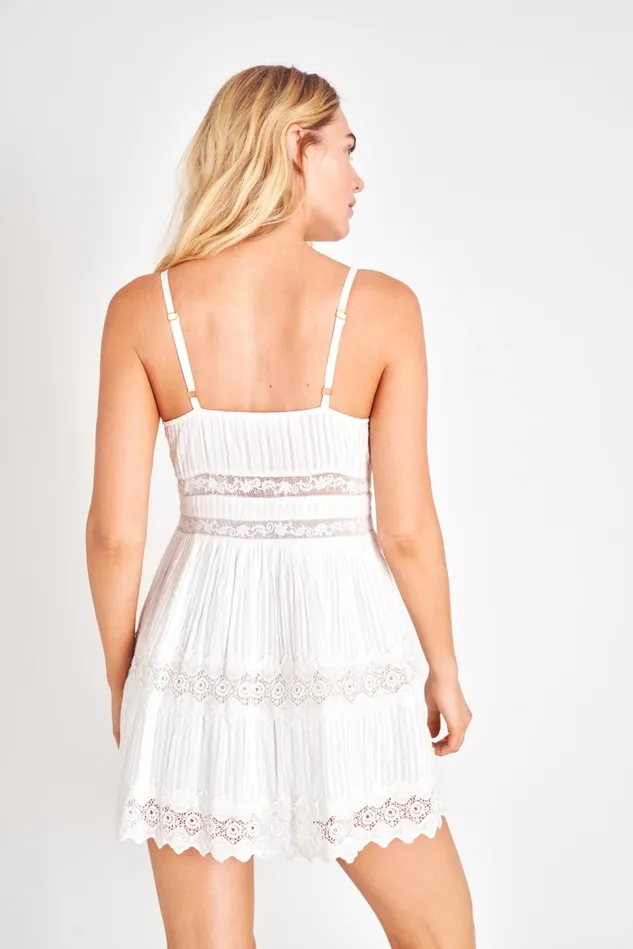 Women LoveShackFancy Dresses Cinnamon Striped Cotton Mini Dress True White Women LoveShackFancy Dresses Cinnamon Striped Cotton Mini Dress True White