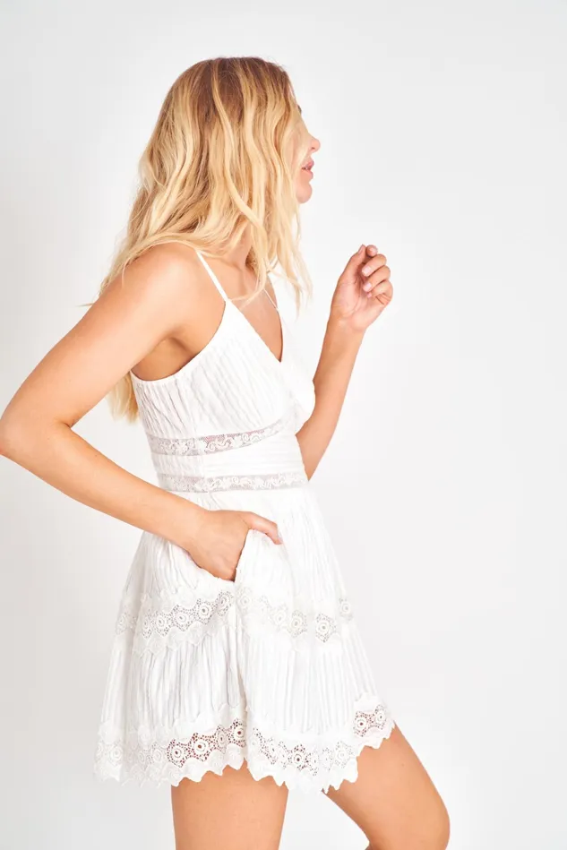 Women LoveShackFancy Dresses Cinnamon Striped Cotton Mini Dress True White Women LoveShackFancy Dresses Cinnamon Striped Cotton Mini Dress True White
