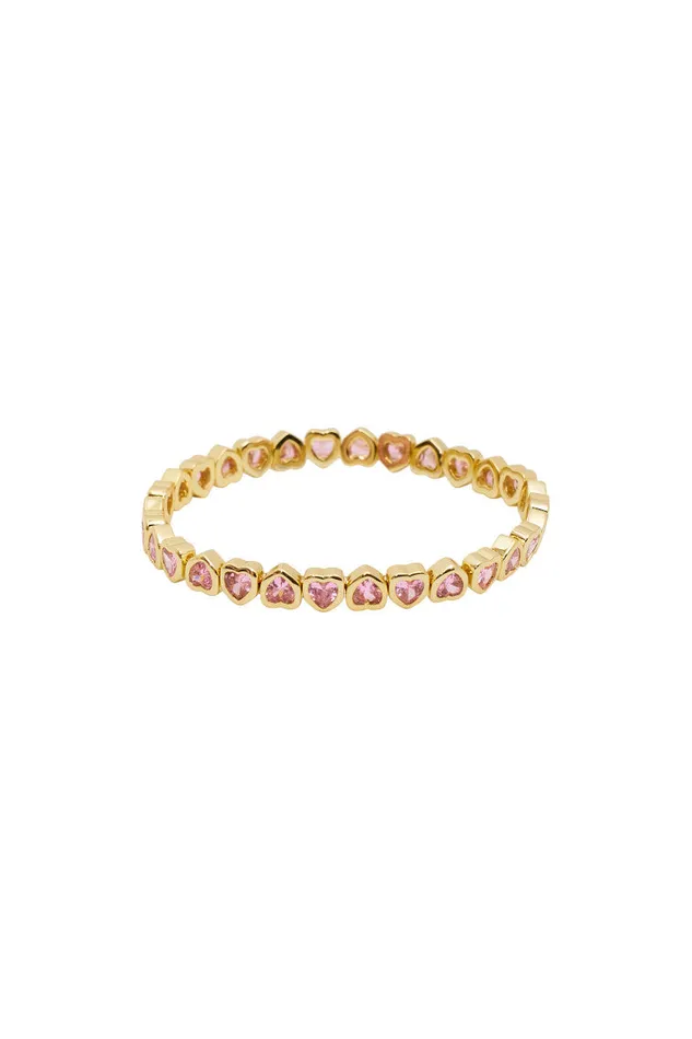 Women LoveShackFancy Jewelry Erin Wachs Small Heart Stretch Bracelet Gold