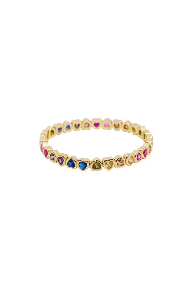 Women LoveShackFancy Jewelry Erin Wachs Small Heart Stretch Bracelet Gold
